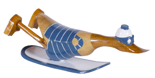 Surf Ente Bambus , Holz blau weiß , rundes Surfboard